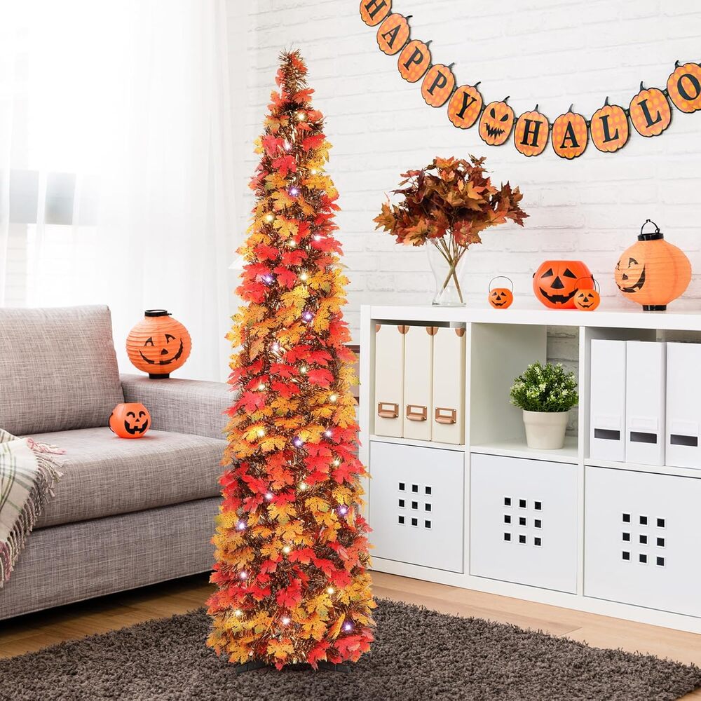 Amazon Home Decor Collapsible Tinsel Pencil Fall Tree for Autumn Harvest Porch